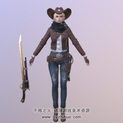 次時代/西部牛仔女角色3D模型