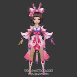 劍俠情緣弓箭小女孩3DMax模型帶綁定肢體動作下載