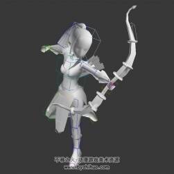 Q版游戲女弓箭手3DMax模型帶綁定出場待機動作下載