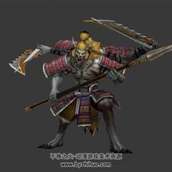 金毛四臂獸妖  3D模型 有綁定和全套動作