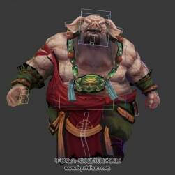 中式游戲人物豬八戒行走pose3DMax模型帶綁定貼圖下載