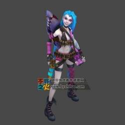 英雄联盟LOL 暴走萝莉 金克丝 带全套动作 max模型