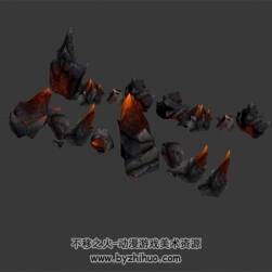 魔幻場景 巖漿巖石 3D模型