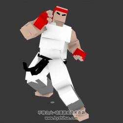 街霸方塊人回旋踢動作3DMax模型帶骨骼分享