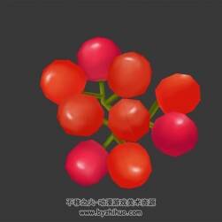 紅色漿果 四角面3D模型下載 max格式