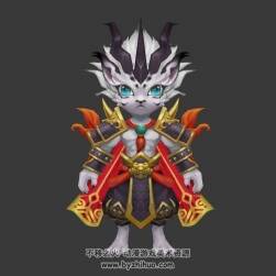 Q版國風(fēng)游戲白虎妖精3DMax模型含貼圖下載