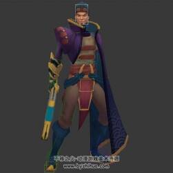 古裝男帶武器火槍劍3DMax模型帶綁定屈膝動作下載