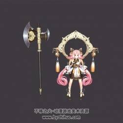 粉色雙馬尾少女 巨斧蘿莉戰(zhàn)士 3D模型