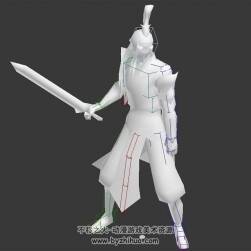 中式古裝男子公子舞劍招式動(dòng)畫3DMax模型帶綁定下載