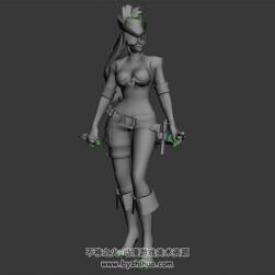 性感女牛仔 3D模型 有綁定和跳躍翻身動作
