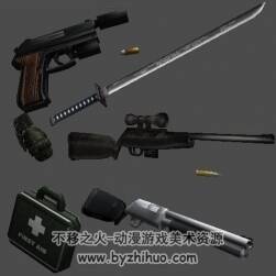 Newheres Weapon 刀枪手榴弹3D游戏兵器obj格式模型下载