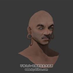 東方 男性 壯漢 頭部 3D模型 四邊面