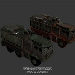 破舊軍事通信車 四角面3D模型下載 max格式