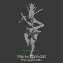 雙刃女刺客 3D模型 有綁定和奔跑的動作 四邊面