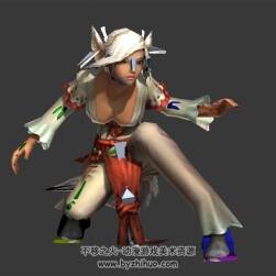 玄幻类游戏角色白狐侍女3DMax模型带骨骼绑定全套动作下载