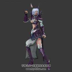 白發(fā)紫衣女法師 3D模型 有綁定和動作