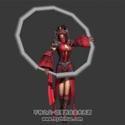 劍網(wǎng)三 紅衣教女NPC角色 3D模型 有骨綁和動(dòng)作