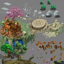 桃花源記 場景建原畫素材資源分享 有部分PSD源文件