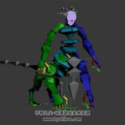 長(zhǎng)尾半身獸人骨骼  3D模型