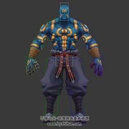 中式古代游戲角色入魔武僧3DMax模型帶綁定下載