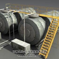 工业设施双储油罐化学储罐3D模型分享多种格式下载