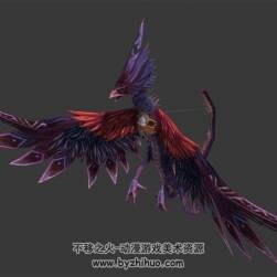 魔幻風(fēng) 怪物鳥 3D模型 有綁定和飛翔空翻動作