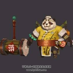 卡通熊猫战士 东方古代风格 3D模型