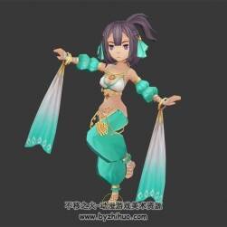 卡通西域小舞娘 3D模型 有綁定和法術(shù)技能動作