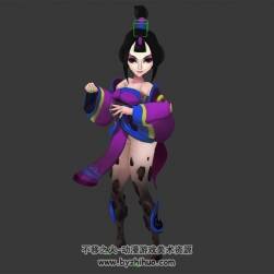 卡通風(fēng) 石頭女妖  3D模型 有綁定和動(dòng)作 四邊面