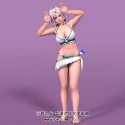 學(xué)俗泳裝/排球?qū)W者露娜Luna 白發(fā)泳裝少女 次時代高精3D模型