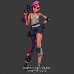 很贊的帥氣小姑娘持槍pose3DMax FBX格式模型分享下載