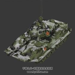 迷彩涂裝的坦克 3D模型