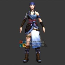 戴头巾 异族少女模型 有动作